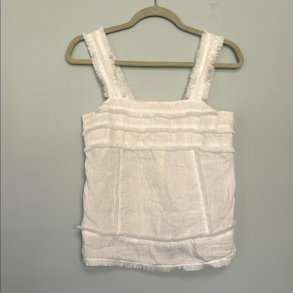 J. Crew Cream Ruffled Smocked Tank Top